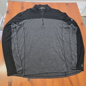 Smartwool Merino Sport 250 Wool Half Zip Men Sweater XXL *Small Hole* Black Grey